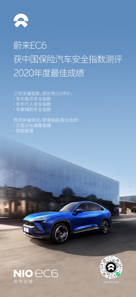 蔚来EC6中保研安全指数测评成绩